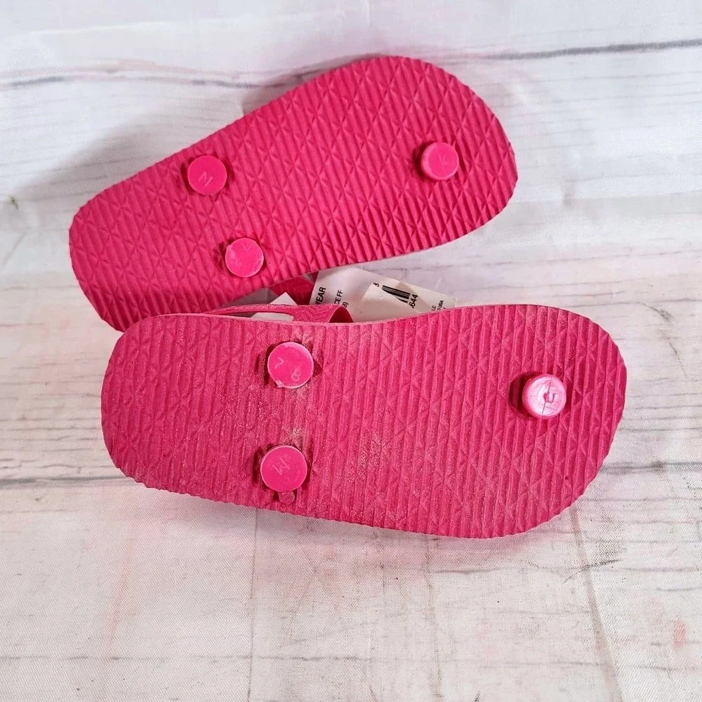 Girls Flip Flop Sandals Pink Ice Cream Sprinkles Kids Size Medium 7/8‎